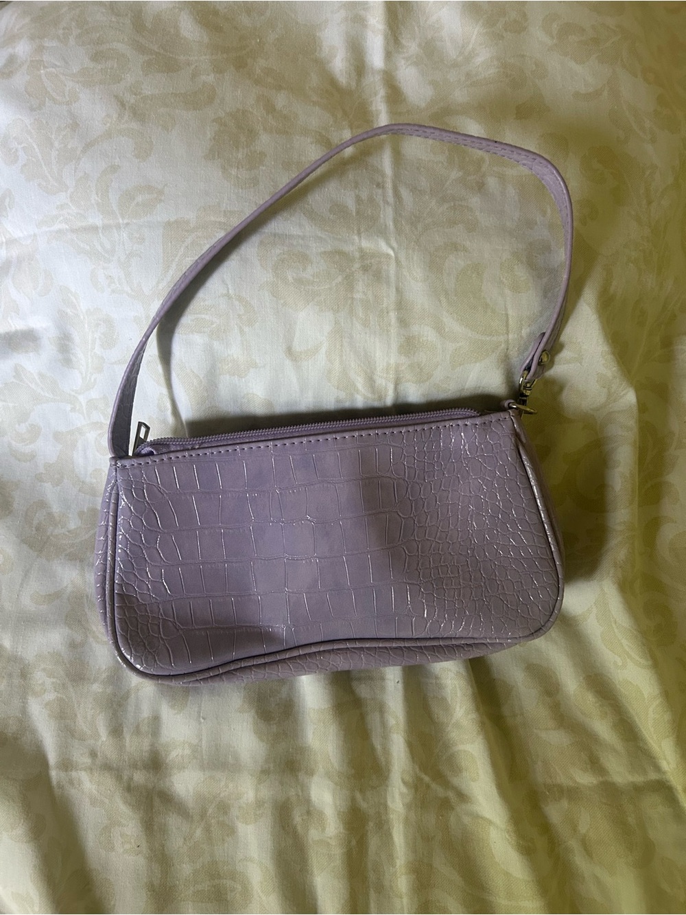 Lavender Croc-Embossed Shoulder Bag - Unbranded